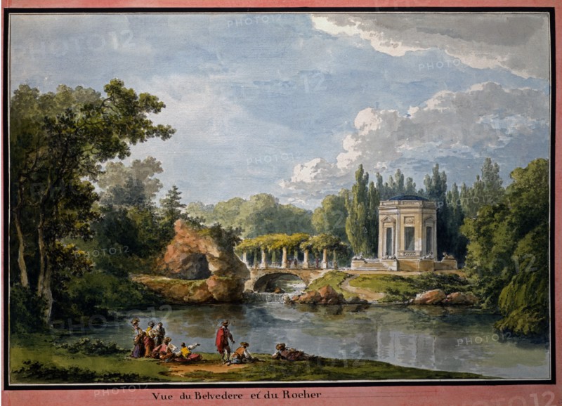 Petit Trianon à Versailles : vue du Belvédère et du rocher