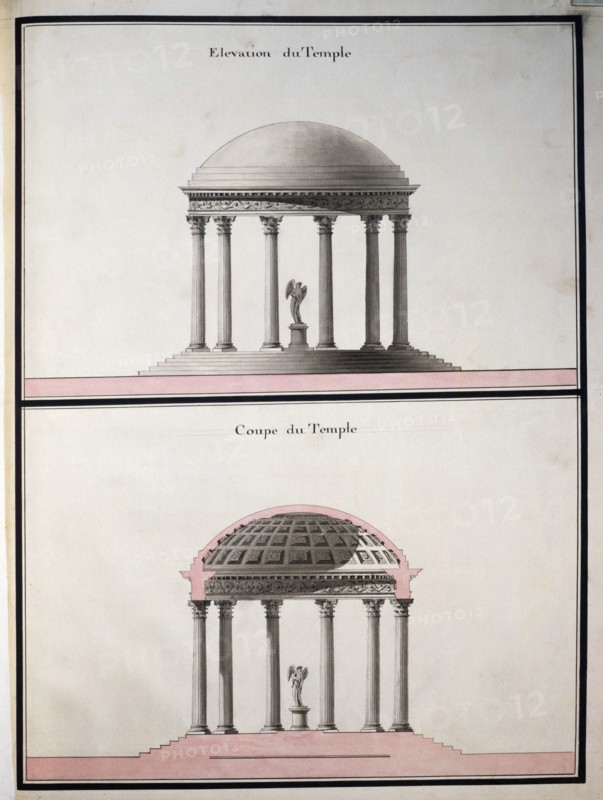 Petit Trianon à Versailles : élévation et coupe du Temple de l'Amour