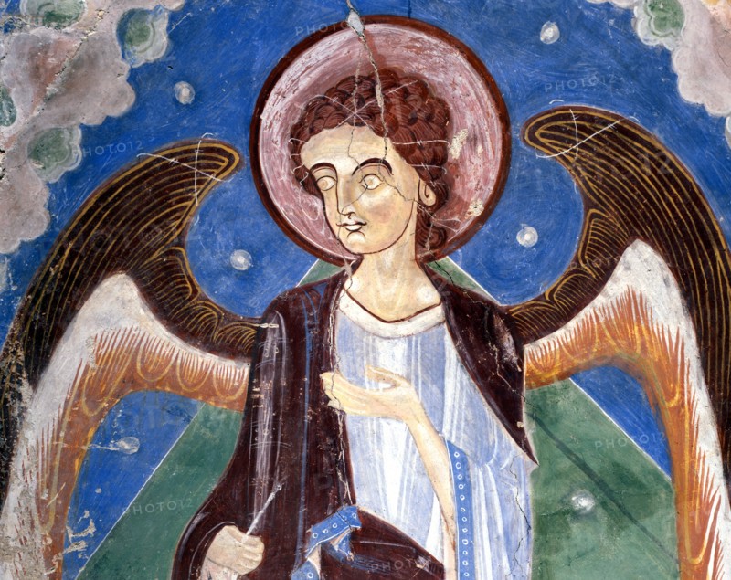 Angel on the central vault of the Marienberg crypt