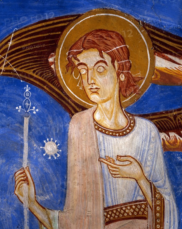 Angels on the central vault of the Marienberg crypt