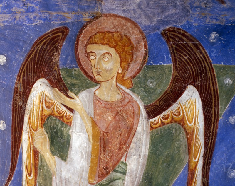 Angels on the central vault of the Marienberg crypt