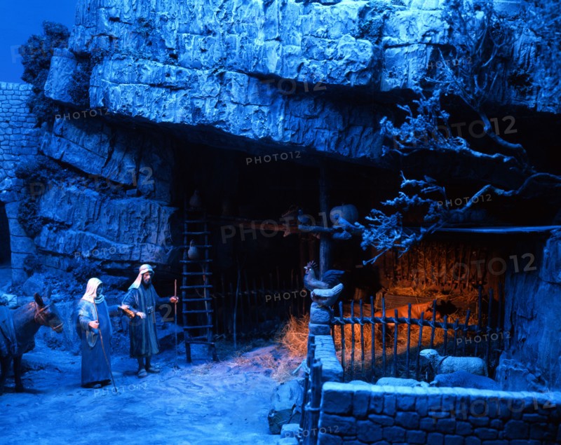 The arrival of Mary and Joseph to the cave in Bethlehem