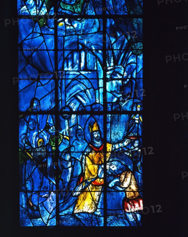 Chagall, Stained glass depicting the Baptism of Clovis by Saint Remi