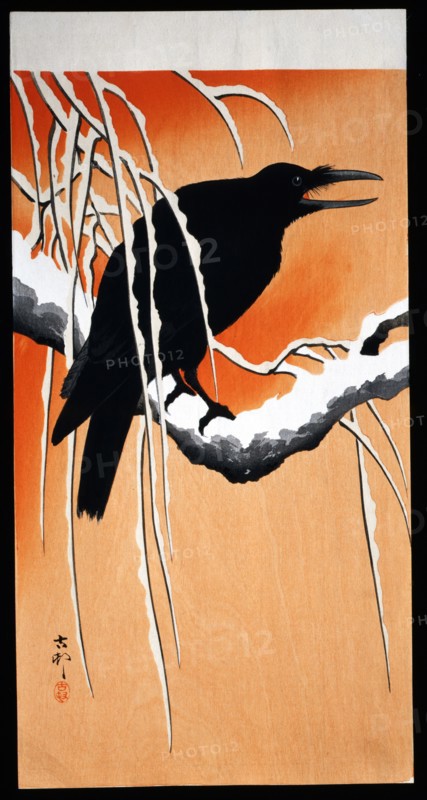 Koson, A crow on a snow covered branch
