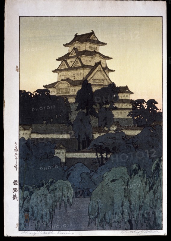 Yoshida, View of the Himeji castle at night