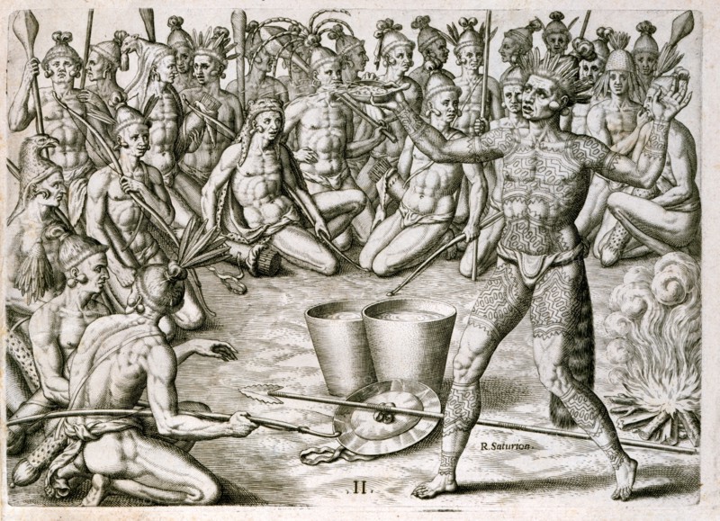 Saturiwa preparing his warriors for battle