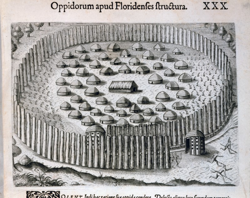 Fortified village of an indigenous tribe in Florida
