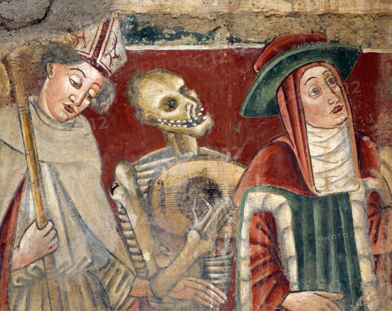 Death playing a ballad between the Cardinal and the Bishop
