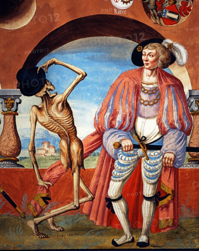 Kauw, The Dance of the Death cycle: Death with the Duke and the Young Count (detail)