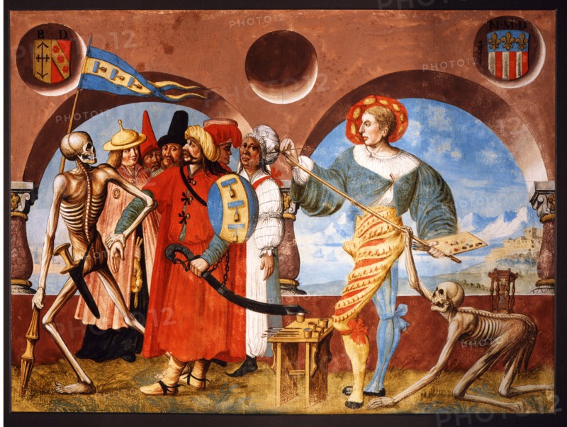Kauw, The Dance of the Death cycle: Death taking a group of infidels and the painter Niklaus Manuel