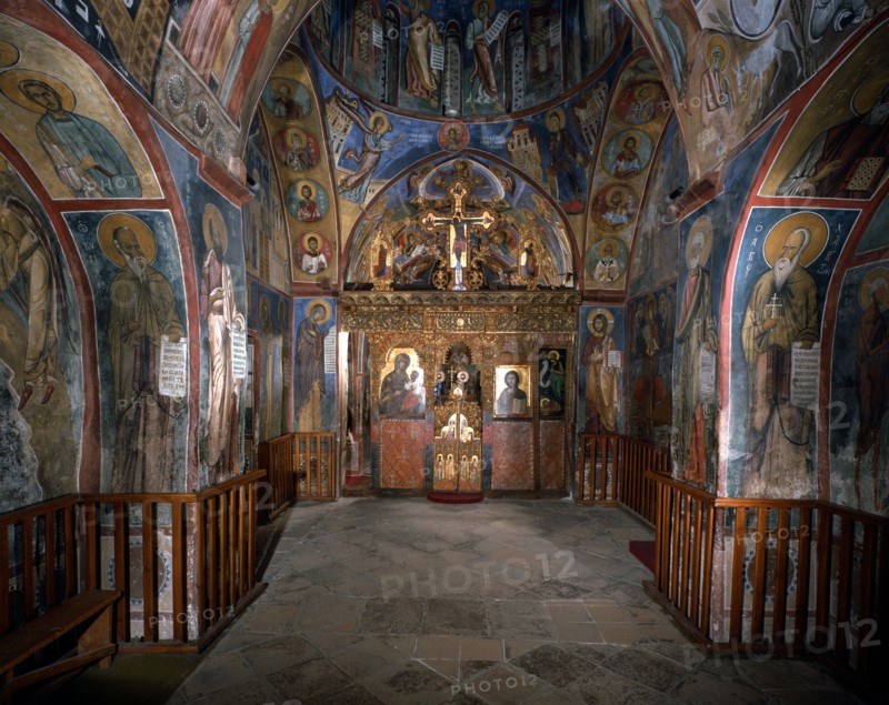 Intérieur de l'église de Panagia Arakiotissa à Lagoudéra (Chypre)