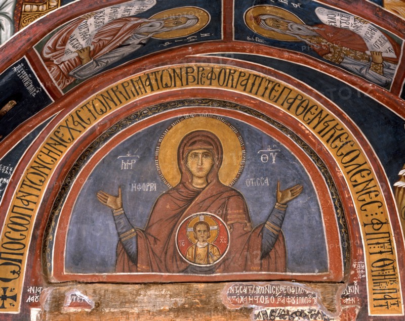 La Vierge "Phorbiotissa" et le Christ en médaillon