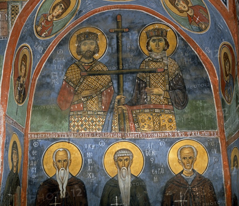 Constantin, Sainte Hélène et la Croix (en haut), Saint Théodose le Cénobiarque, Saint Arsène, Saint Ephrem le Syriaque (en bas)