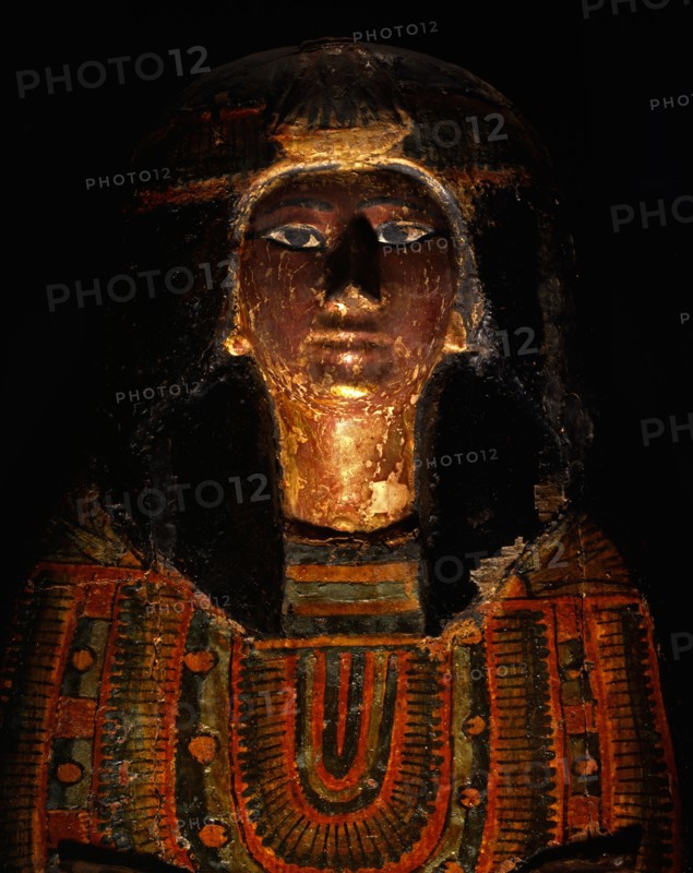Detail of Mummy's sarcophagus bearing portrait of the deceased