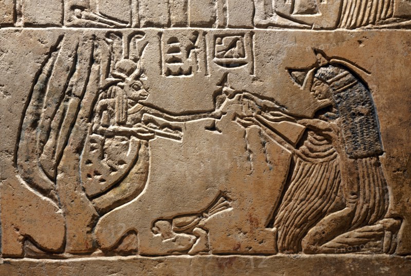 Lower section of stèle of the late Takhae, musician of Amon worship