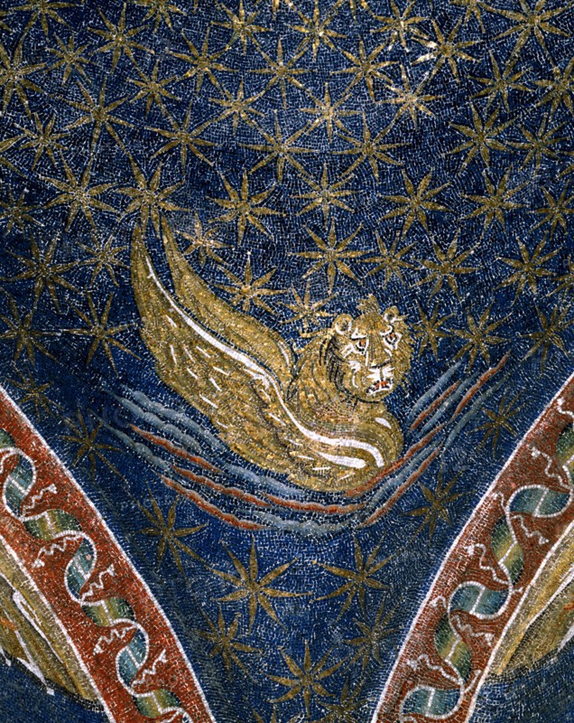 Detail of the Mausoleum of Galla Placidia: winged lion