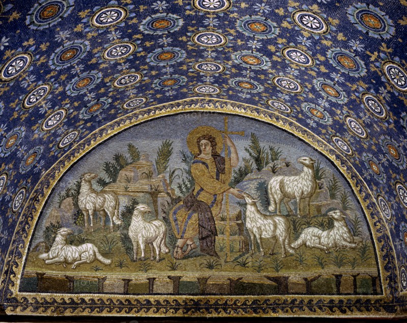 Mausolée de Galla Placidia à Ravenne : lunette du Bon Pasteur