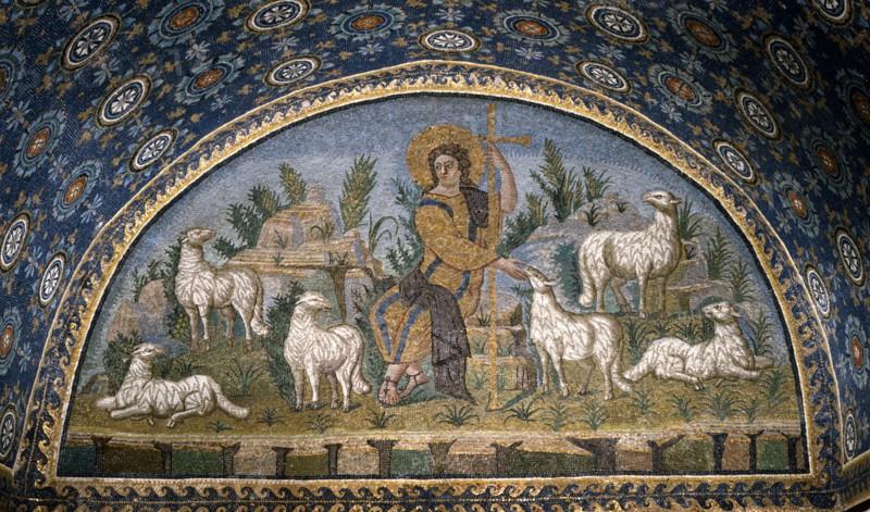 Mausoleum of Galla Placidia in Ravenna: lunette of the Good Shepherd