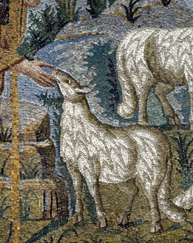 Mausoleum of Galla Placidia in Ravenna : the lunette of the Good Shepherd (detail)