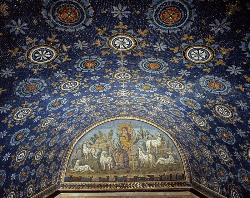 Mausolée de Galla Placidia à Ravenne : lunette du Bon Pasteur