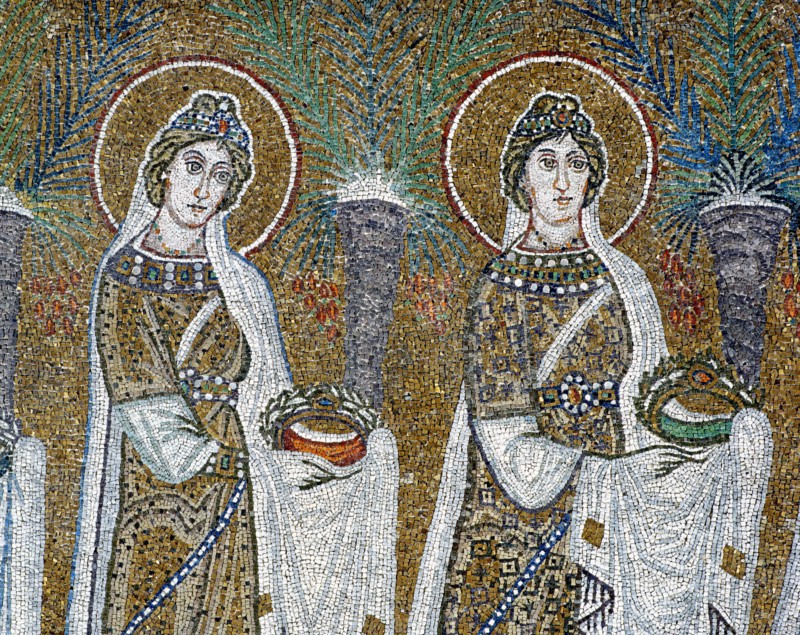 Basilique Sant'Apollinare Nuovo à Ravenne : la procession des Vierges martyres (détail)
