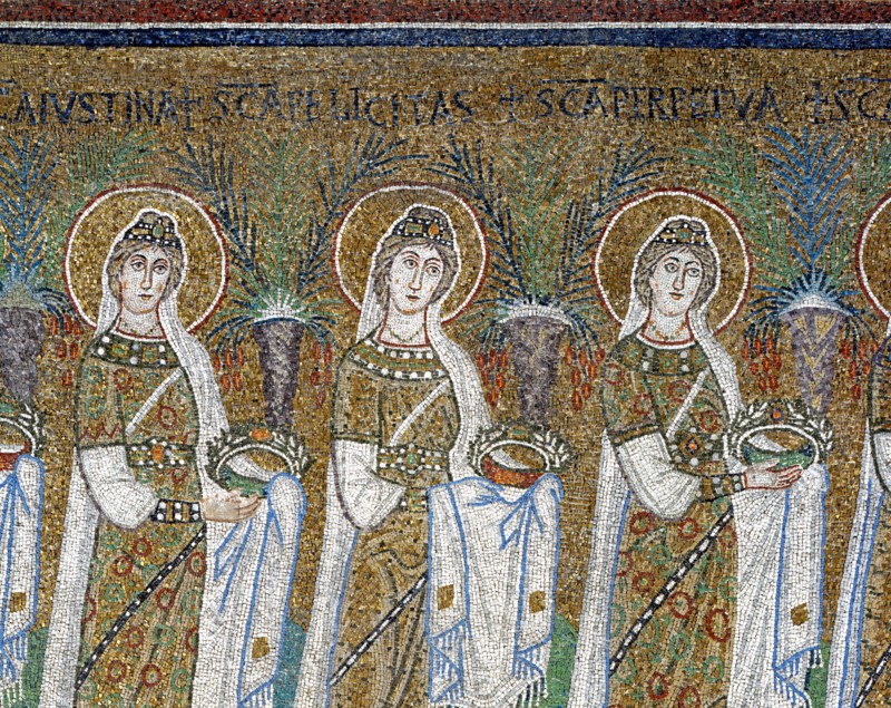 Basilique Sant'Apollinare Nuovo à Ravenne : la procession des Vierges martyres (détail)