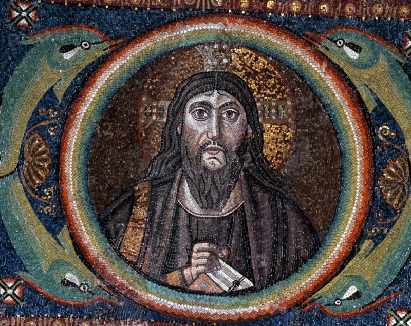 Basilique San Vitale à Ravenne : Visage du Christ dans un tondo
