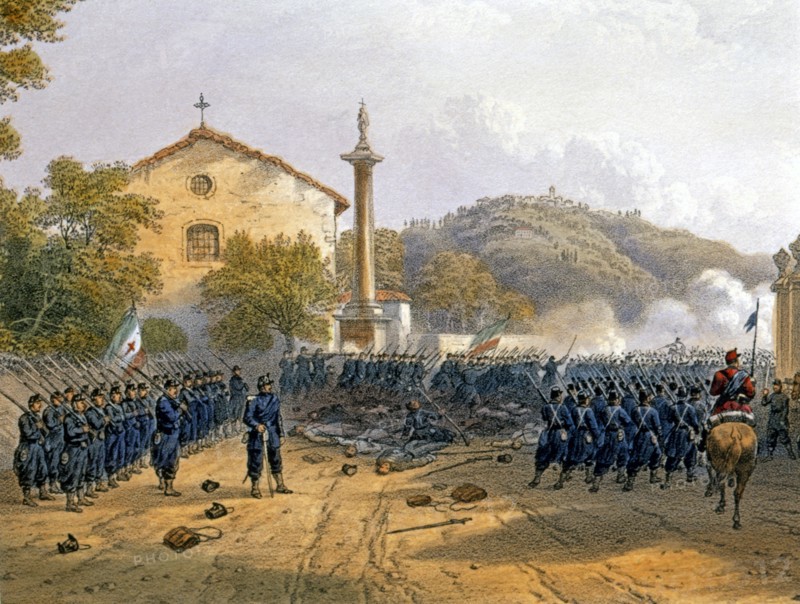 Les troupes garibaldiennes à la défense de Novara, le 23 mars 1849