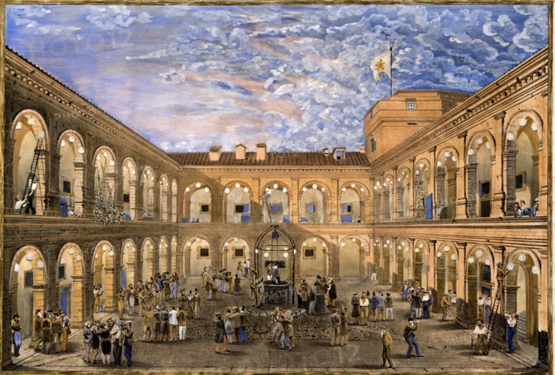 Vue de la prison politique de Civita Castellana le soir du 21 Juin 1846