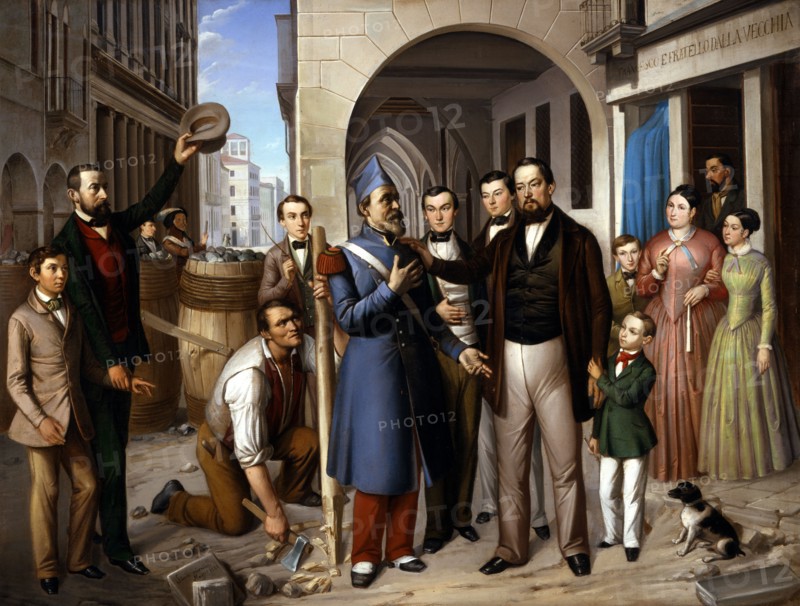 Révolution de 1848. Organisation des barricades sur le Corso Palladio à Vicence