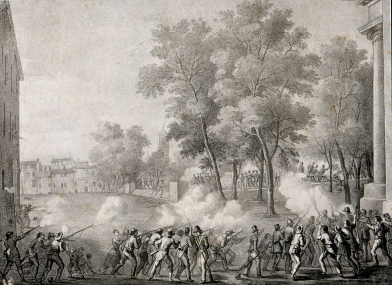 Mouvements révolutionnaires de 1848. Combats près de Bologne, le 8 août 1848