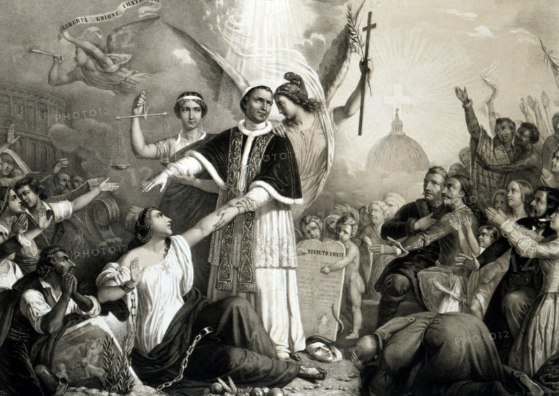 Allégorie de l'Italie libérée par le pontificat de Pie IX