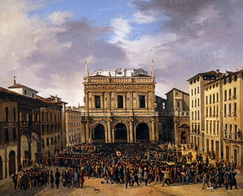 Ten Days of Brescia. The revolutionaries are gathered on Piazza della Loggia.