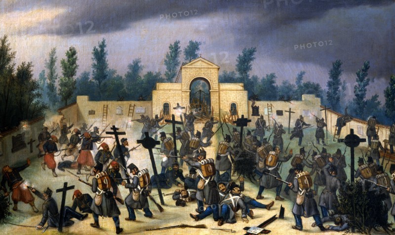 Episode de la bataille de Solférino, le 24 juin 1859. Combat au corps à corps à la baïonnette
