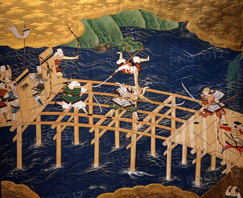 Paravent japonais représentant la guerre de Genpei (détail)