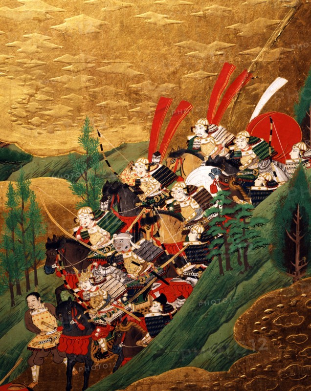 Japanese screen representing scenes of the Genpei War (detail)