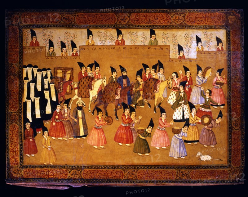 The arrival at the serail: princely cortege with musicians and concubines