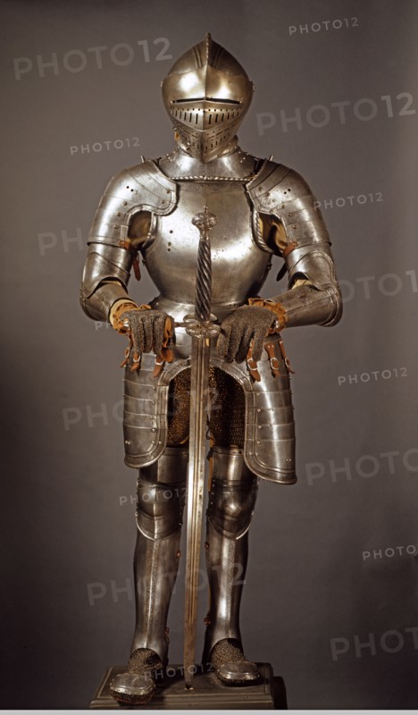 Knight's armour in low-grade steel