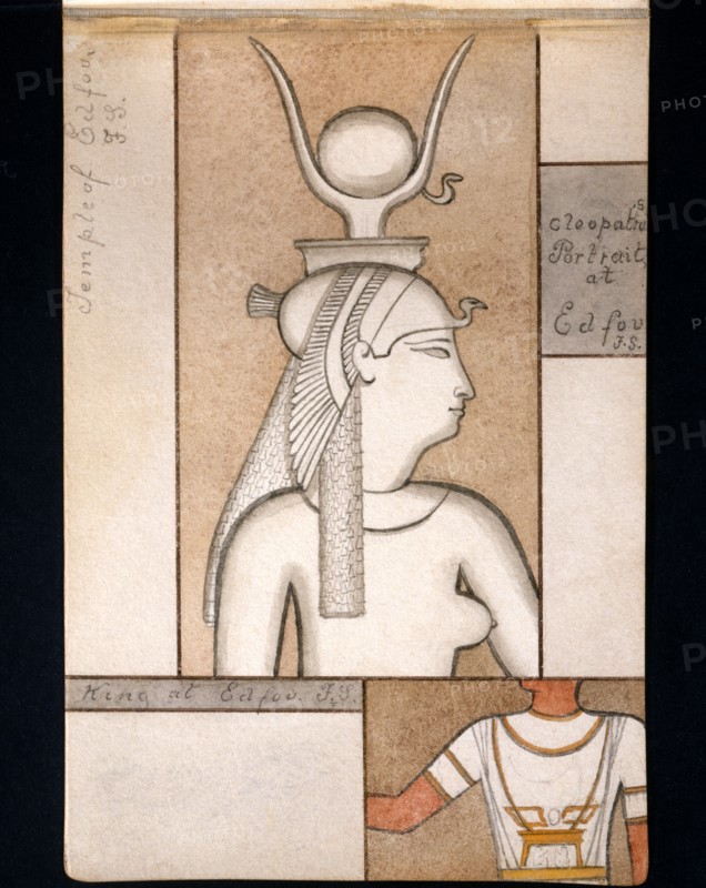 Cléopâtre dans le temple d’Edfou, dessinée par Frederick Stibbert