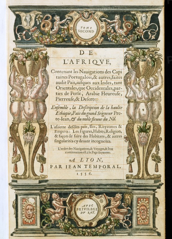 Jean Temporal, Frontispiece of "Voyages des navigateurs portugais, description of Ethiopia and the Nile"
