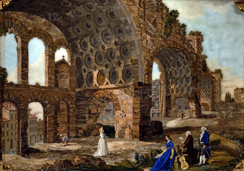 View of the Temple of Peace in Rome (hard stone mosaic)