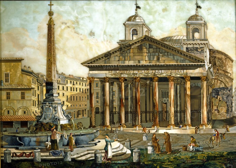 Vue du Panthéon à Rome (mosaïque en pierres dures)