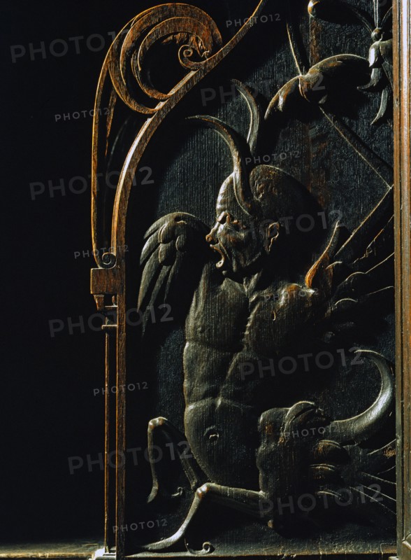 Wooden carved stall of the church of the monastery of the Hieronymites of Lisbon