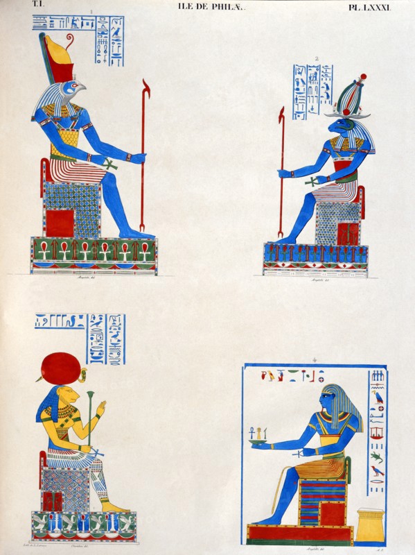 Champollion, Figures and hieroglyphs from the temple of Hathor and Isis from the Island of Philae