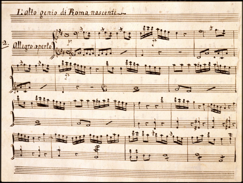 Copie manuscrite de la partition de "Gli Orazi e i Curiazi" : "L'alto genio di Roma nascente" de Domenico Cimarosa