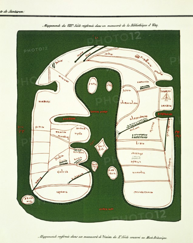 Reproduction d'une mappemonde du 8e siècle provenant de la bibliothèque d'Albi