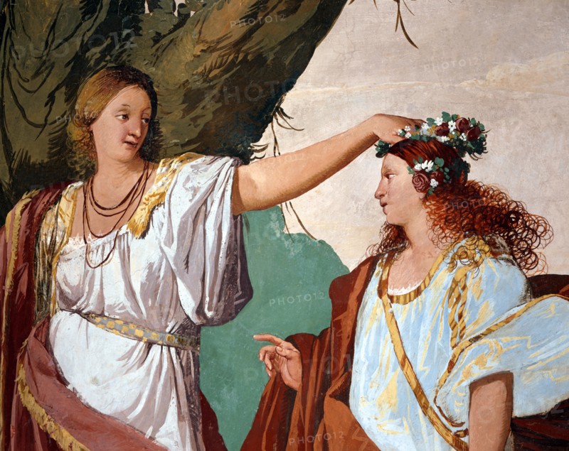 Giulio Carpioni, "The nymph Amaryllis, winner of the kiss test" (detail)