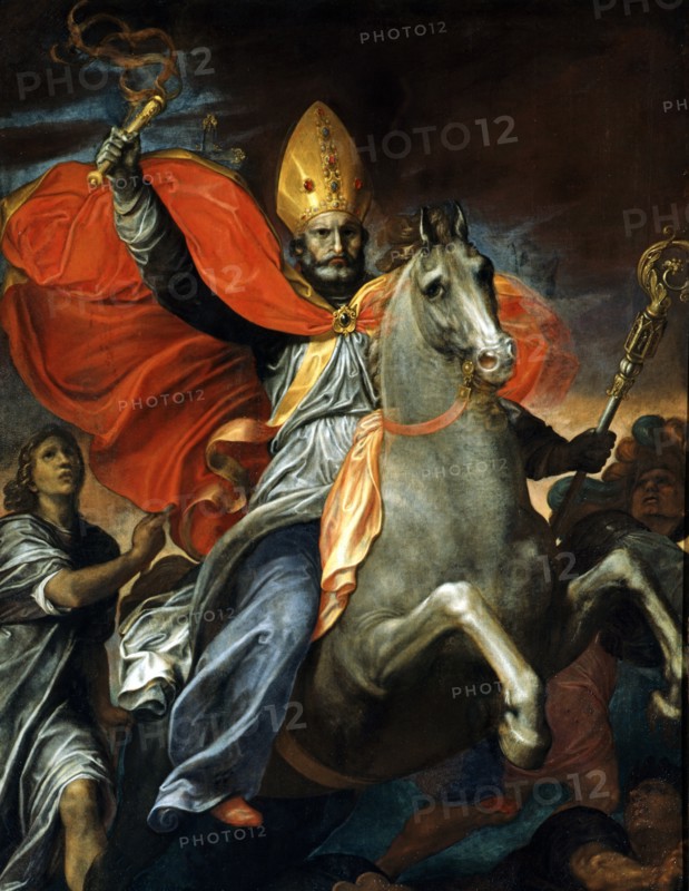 Giovanni Ambrogio Figino, Saint Ambrose, Bishop of Milan on horseback