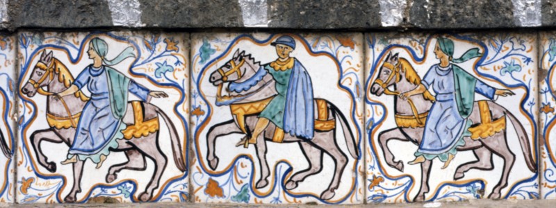 Majolica, Noble and ladies on horseback