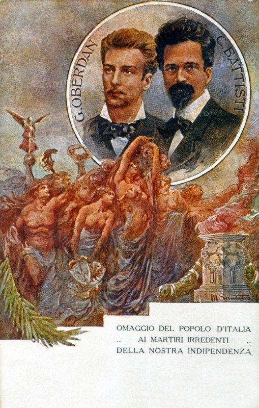 Tribute to the Italian heroes Guglielmo Oberdan and Cesare Battisti